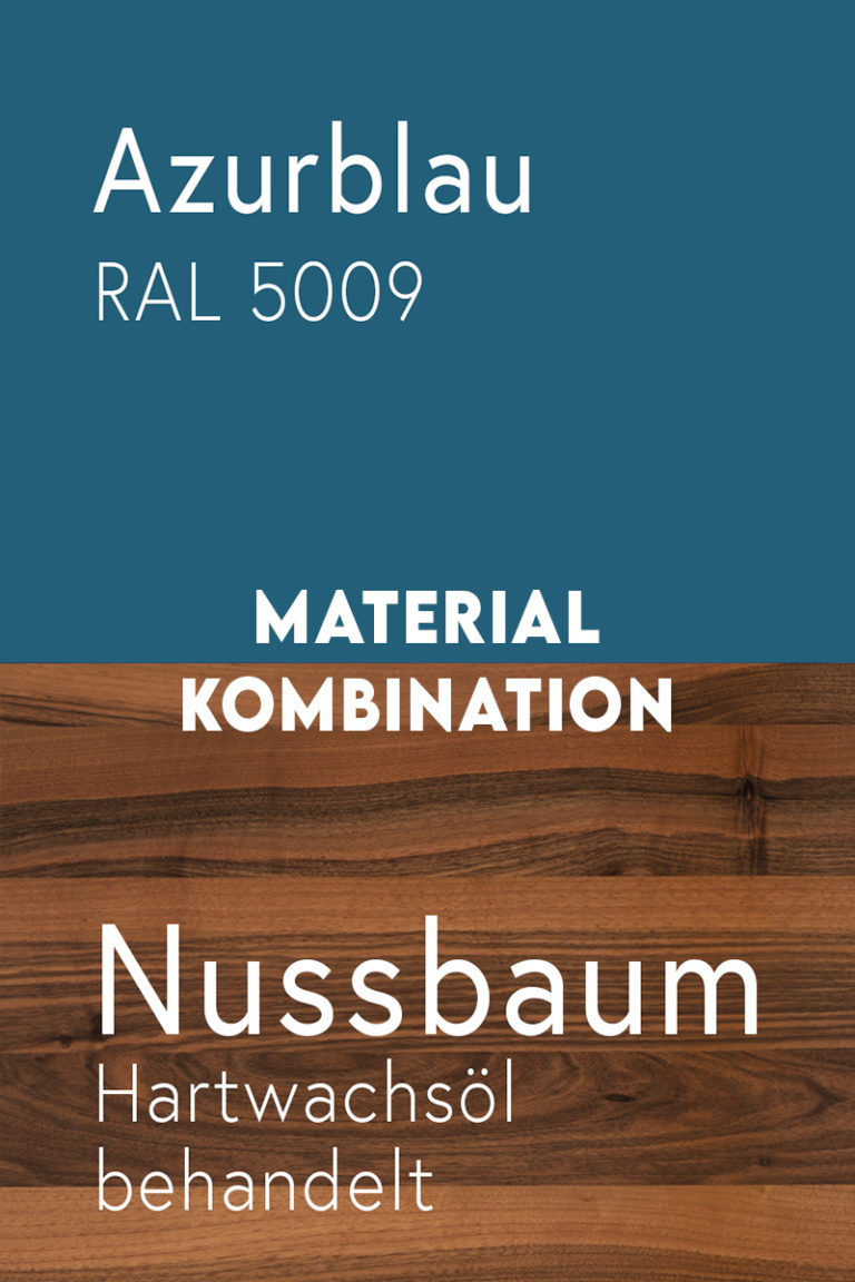 material-kombination-holz-massivholz-nussbaum-walnuss-metall-stahl-mit-pulverbeschichtung-azurblau-ral-5009