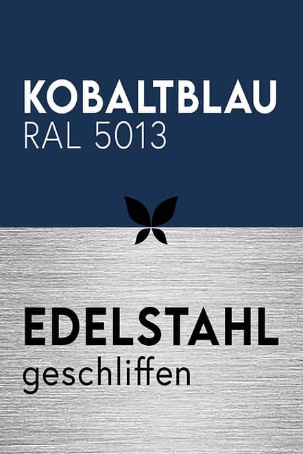 kobaltblau-ral-5013-dunkelblau-pulverbeschichtung-feste-oberflaechenbeschichtung-edelstahl-geschliffen-stahlzart-material-kombination