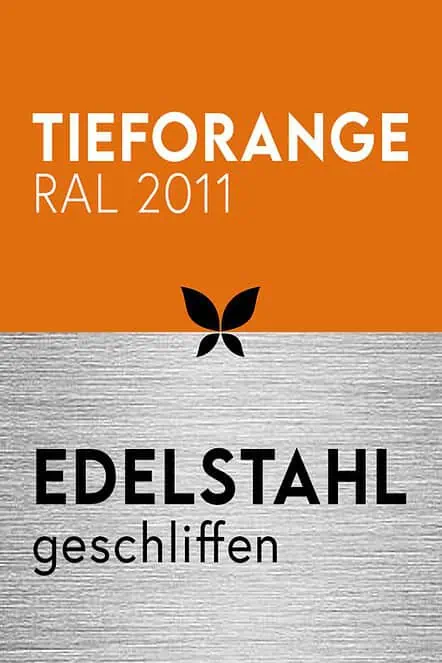 tieforange-ral-2011-orange-pulverbeschichtung-feste-oberflaechenbeschichtung-edelstahl-geschliffen-stahlzart-material-kombination